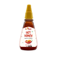 Bottle of hot honey with a yellow cap on a white background