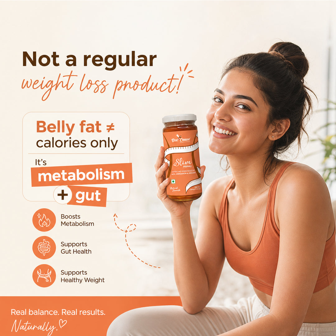 Woman holding a jar with health benefits text overlay