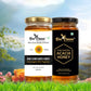 Two jars of Bee Cause premium honey placed in bright green grass with honeycomb and mountains in the background. The left jar is Raw Sunflower Honey, and the right jar is Pure & Natural Acacia Honey.
