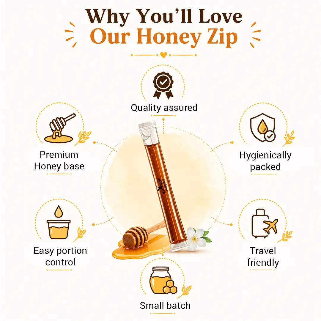 Why you’ll love BeeCause Honey Zip – premium honey base, hygienically packed, travel friendly and easy portion control