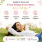 Infographic showing Shatavari honey zips for women dealing with irregular cycles, hormonal acne, mood swings, and period weakness, featuring a relaxed woman in a field.
