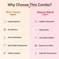 An infographic titled 'Why Choose This Combo?' with two columns: 'Skim Honey' on a warm cream background and 'Beauty Blend' on a pale pink background. Each column lists benefits with small icons and text such as Health Digestion, Gut Wellness, Active Metabolism, Daily Weight Management, Healthy Lifestyle, Healthy looking skin, Natural Glow, Antioxidant Support, Beauty from Within, and Daily Skin Nourishment.