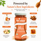 A jar of Bee Cause Skim Blend of Honey centered on a promotional infographic background. The image includes callout circles highlighting ingredients such as apple cider vinegar, cinnamon, ginger, and pure honey, with text describing their benefits.