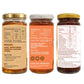 Three supplement bottles shown side by side on a plain white background, displaying the front, back, and side labels of a honey, apple cider vinegar, and curcumin powder blend.