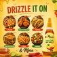 Advertisement for Bee Cause Lime Chilli Hot Honey Sauce with various food items drizzled with honey.
