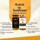 A product comparison chart outlining the differences between Acacia honey and Sunflower honey in color, flavor profile, glycemic index level, and best-use cases.