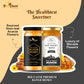 A promotional graphic titled "The Healthiest Sweetener" featuring Bee Cause Acacia and Multiflora honey jars. Text highlights they are sourced from real Acacia blossoms and the "Luxury of Shivalik Flowers".