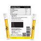 Product label and nutritional information for Bee Cause Lemon Honey Zips. Displays nutrition facts per 8g serving, ingredients including Honey, Lemon Oil, and Natural Flavour, manufacturer details for Eternal Health Care Inc, an FSSAI license number, and a barcode. The label is positioned between two honey sachets.