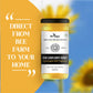A promotional graphic for Bee Cause Sunflower Honey featuring the slogan "Direct From Bee Farm To Your Home," emphasizing its farm-fresh and direct sourcing.