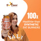 A woman holding a jar of Bee Cause Slim Honey next to text claiming it is "100x Healthier than Synthetic Fat Burners," positioning it as a safe, natural alternative for weight management.