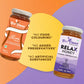 Product banner featuring jars of BeeCause Slim Honey and Relax Honey with text highlighting no food coloring, no added preservatives, and no artificial substances against a split orange and purple background.