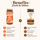 An infographic titled 'Benefits Double the Wellness.' shows two jars of Bee Cause honey products side by side on a light cream background, with text listing benefits such as healthy digestion, better metabolism, weight maintenance, immunity support, antioxidants, and seasonal discomfort.
