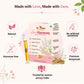 Graphic detailing Her Harmony product features: 100% natural, hormone-free, no artificial sweeteners, premium botanicals, and trusted by women across India for overall wellness.