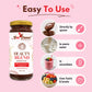 BeeCause Beauty Blend superfood jar with usage instructions on a pink background