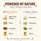 An informational graphic titled 'POWERED BY NATURE' comparing 'Skim Honey' and 'Relax Honey' with ingredient lists and small ingredient photos. Skim Honey is associated with Apple Cider Vinegar, Ginger, Cinnamon, and Honey.