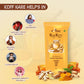 An infographic illustrating how Koff Kare helps by soothing throat irritation, relieving cough, clearing mucus, supporting immunity naturally, and causing no drowsiness.