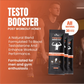 Marketing graphic featuring a bodybuilder, describing the product as a natural post-workout blend formulated to enhance performance and boost testosterone.