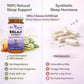 Comparison graphic highlighting Bee Cause Relax Honey as a 100% natural sleep support alternative to synthetic melatonin pills, noting benefits like no dependency and no morning grogginess.
