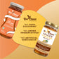Bee Cause honey jars with a focus on health benefits on an orange background