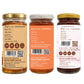 Three amber glass supplement bottles with gold caps shown side by side on a white background, displaying the front, back, and side labels for Jscal Proprietary Food Honey.