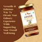 Promotional graphic for Bee Cause Ginger Curcumin Honey, describing it as a versatile and delicious way to elevate culinary experiences while supporting overall well-being.